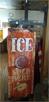 Vintage Ice Sold Here Sign and Bracket