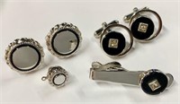 2 Pair Cuff Links w/ Matching Tie Tack or Clip