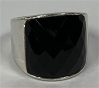 Sterling Faceted Black Onyx Ring