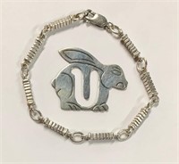 Sterling Bracelet and Rabbit Bookmark