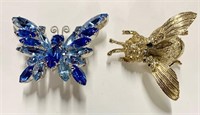 Beautiful Butterfly and Bumblebee Brooches