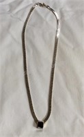 Silver Tone & Onyx Necklace