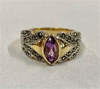 Sterling Ring w/ Gold Overlay-Marcasites