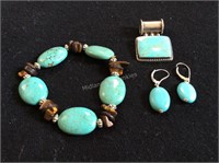 Sterling Silver & Turquoise Jewelry Set