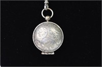 Antique German Coin Silver Coin Locket & Chain