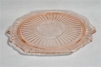 Pink Depression Glass "Mayfair" Cake Plate