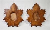2 Vintage Leaf Shaped Picture Frames (Wood)