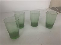 4 GREEN GLASSES  ABOUT 3 1/2 INCHES TALL