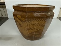 ORIENTAL FLOWER POT  ABOUT 9 INCHES TALL