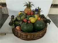 FRUIT BASKET IN WOVEN BASKET  ABOUT 21 INCHES