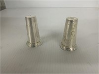 METAL SALT AND PEPPER SHAKERS ABOUT 3 INCHES TALL