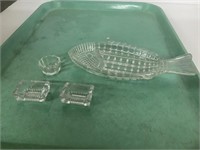 4  SMALL CUT GLASS SERVING PIECES