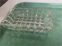 CUT GLASS TRAY ABOUT 14 INCHES ACROSS WITH