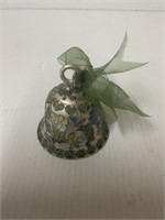 3 INCH GLASS FLORAL BELL WITH CLAPPER