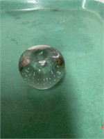 CLEAR APPLE GLASS PAPERWEIGHT ABOUT 2 INCHES TALL