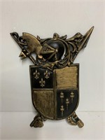METAL MIDIEVAL LOOK COAT OF ARMS ABOUT 15 INCHES