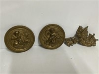 3 METAL ANGELS ABOUT 5 TO 6 INCHES ACROSS