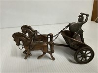 METAL CHARIOT WITH GLADIATOR ABOUT 8 INCHES