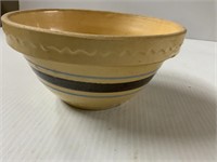BANDED BOWL SEVERAL CHIPS ON TOP ABOUT 4 INCHES