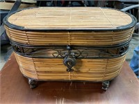 RATTAN STORAGE CONTAINER ABOUT 11 INCHES TALL