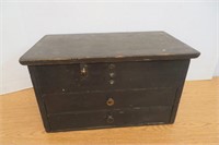 Wood Table Top Storage Box w Drawers19" w x 11" h