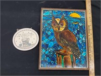 Stained Glass Look Owl Picture & Plaque