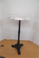 Heavy Cast Iron & Marble Top Plant Stand 23 3/4"
