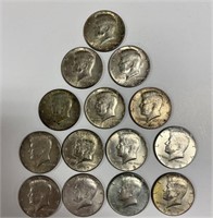 Fourteen 1967 - 1969 Kennedy Half Dollars