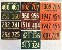 Thirteen (13) 1940's Soy License Plates