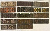 Fourteen (14) 1920's /30's License Plates