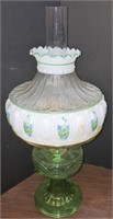 Green Aladdin oil lamp with matching shade