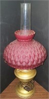 Brass Aladdin oil  lamp with ruby shade
