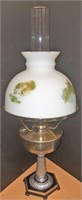 Silver base Aladdin oil lamp with fish shade