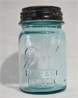 Vinatge 5" Ball Aqua Mason / Canning Jar