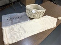 Pottery Barn Table Runner 80" x 12" & Basket