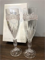 Oneida Crystal Banded Champagne Flutes