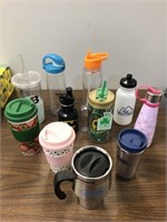 Stylized Water Bottles Coffee Travel Mugs CLEAN