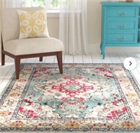 Lennert Oriental Light Blue/Fuchsia Area Rug(4'X5'