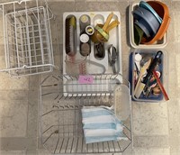 Kitchen Lot with Dish Rack & Extras