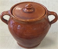 SUGAR JAR BROWN'S POTTERY WITH SMALL CHIP/SHIPS