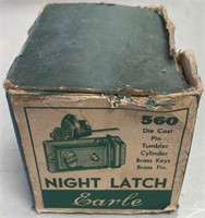 VINTAGE SMALL ADVERTISING BOX EMPTY NIGHT LATCH