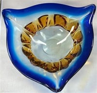BLUE ART GLASS CANDY DISH / 10" / WILL SHIP