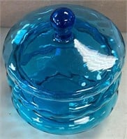 BLUE CANDY DISH WITH LID / 7" TALL / SHIPS