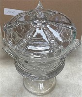 GLASS CANDY DISH WITH LID / 12" / SHIPS