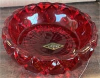 5" X 2" SHANNO CRYSTAL RUBY RED BOWL / SHIPS