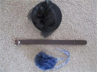 Black felt/feather hair clip & other items