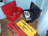 Metal Tool & Plastic Tool Box w/ Wire Cutters,