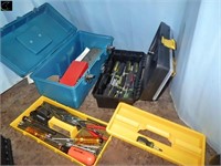 2 Plastic Tool boxes w/ screw drivers, Craftsman