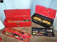 Metal & Plastic tool boxes w/screw drivers