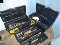 2 Plastic Tool Boxes, W/vice Grips & Sockets
